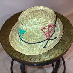 Vintage MCM Straw Fedora Golf Hat